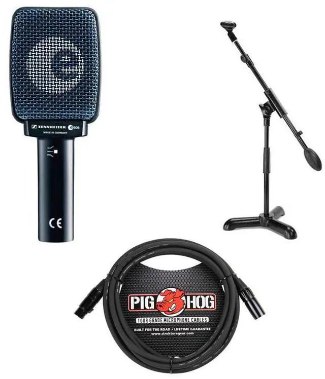 Alt view image 5 of 7 - Sennheiser Sennheiser e 906 Supercardioid Guitar Microphone Bundle with Tripod Short Tripod Microphone Stand with Telescoping Boom, Value Series XLR M to F Professional Microphone Cable