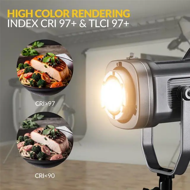 Alt view image 4 of 7 - GVM PR150R 150W LED Spotlight Bi-Color & RGB Studio Light with 20" Softbox,Stand