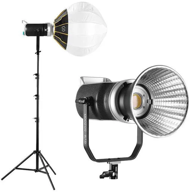 Alt view image 3 of 7 - GVM SD200D 200W Bi-Color LED Video Spotlight, w/20" Lantern Softbox & 9.5' Stand