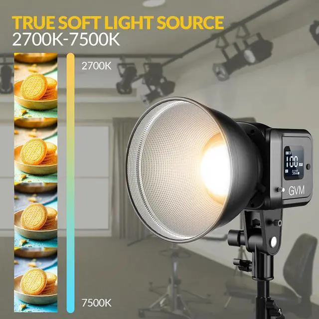Alt view image 2 of 7 - GVM SD80D 80W Bi-Color LED Video Light, w/20" Lantern Softbox & 9.5' Stand