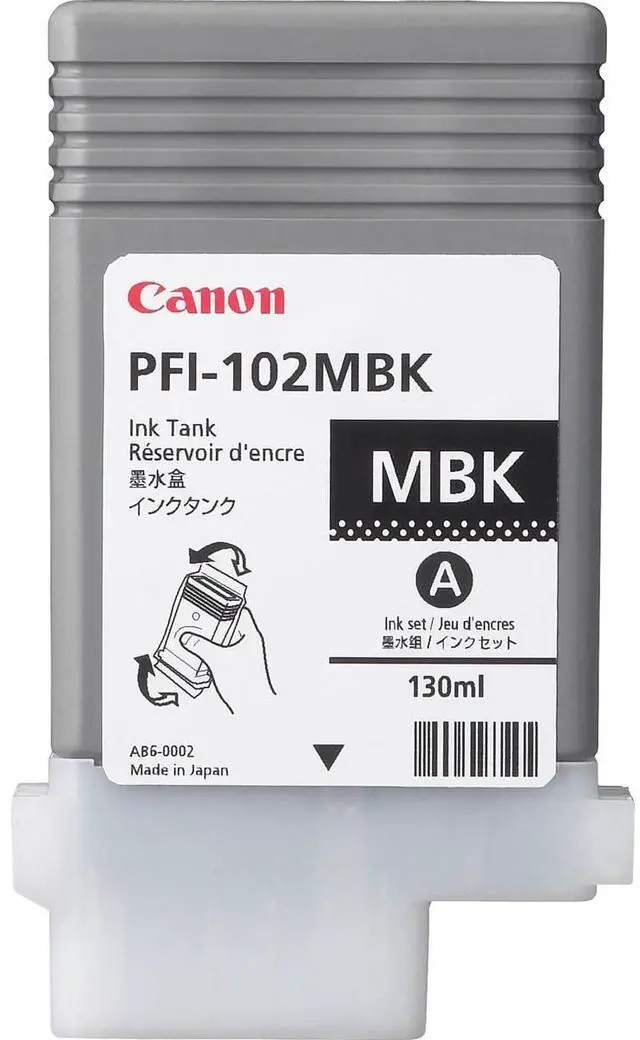 Alt view image 2 of 2 - Canon 2x PFI-102MBK Pigment Matte Black Ink Tank for the imagePROGRAF iPF500/600/700 Inkjet Printers, 130 ml.