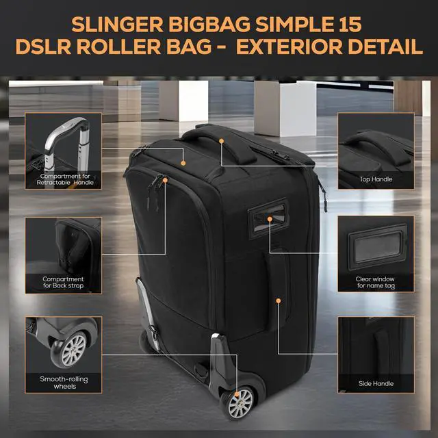 Alt view image 7 of 7 - Slinger BigBag Simple 15 DSLR Roller Bag #BB-S-15