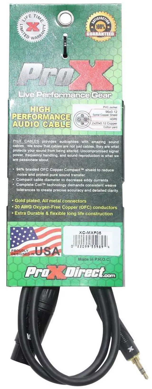Alt view image 2 of 4 - ProX XC-MXF05 5' TRS-M Mini to XLR3-F Unbalanced High Performance Audio Cable