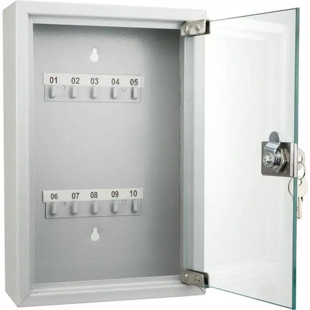 Alt view image 3 of 4 - Barska 10 Position Key Cabinet with Glass Door, Gray