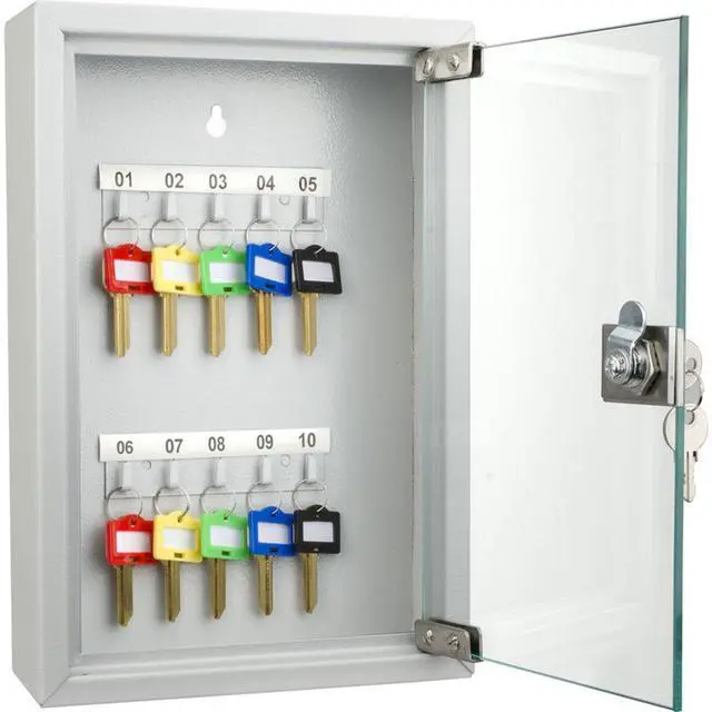 Alt view image 2 of 4 - Barska 10 Position Key Cabinet with Glass Door, Gray