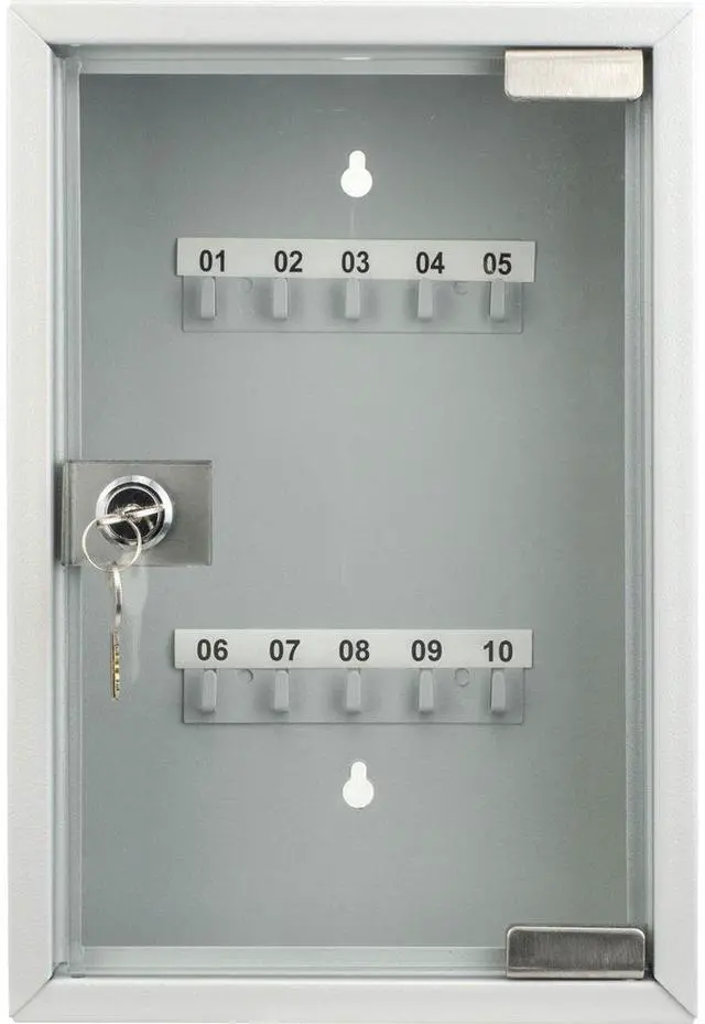 Alt view image 4 of 4 - Barska 10 Position Key Cabinet with Glass Door, Gray