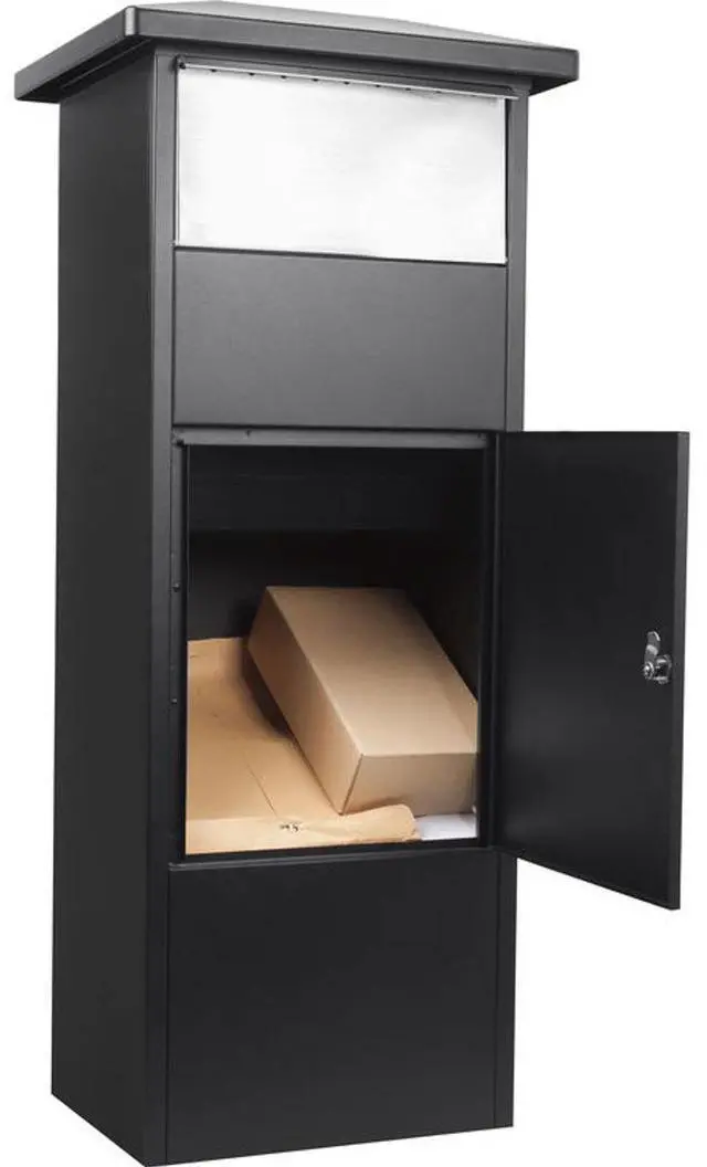 Alt view image 2 of 4 - Barska MPB-500 Parcel Drop Box with Large Stainless Steel Door, Black