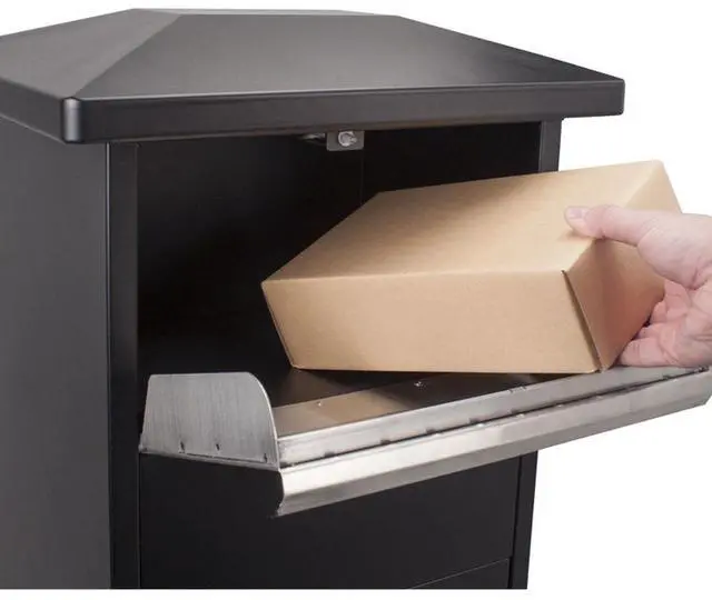 Alt view image 4 of 4 - Barska MPB-500 Parcel Drop Box with Large Stainless Steel Door, Black