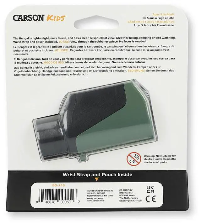 Alt view image 3 of 7 - Carson Bengal 7x18 Focus Free Monocular STEM Toy for Kids