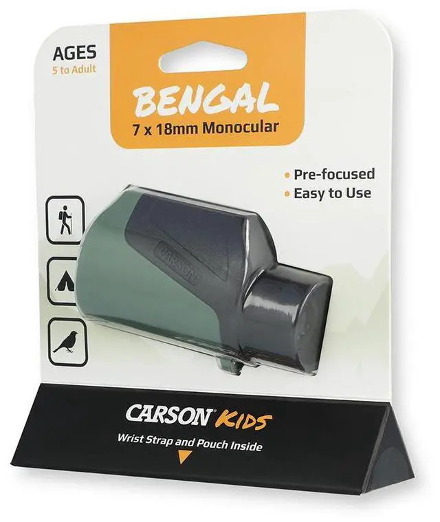 Alt view image 4 of 7 - Carson Bengal 7x18 Focus Free Monocular STEM Toy for Kids