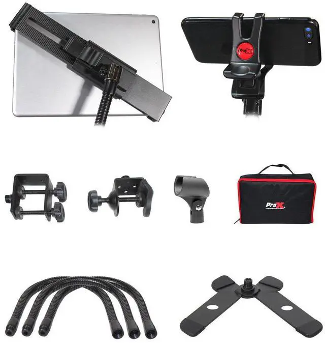Alt view image 9 of 13 - ProX X-MOBITCP20 Mobi Buddy Hands Free Tablet Mobile Device Clip Kit DJ Cellphone holder Selfie Stick Table Stand Tripod Clamp and Case