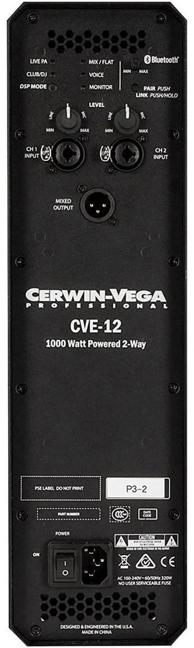 Alt view image 7 of 7 - Cerwin Vega CVE Series 12" 1000W 2-Way Bluetooth Powered Loudspeaker