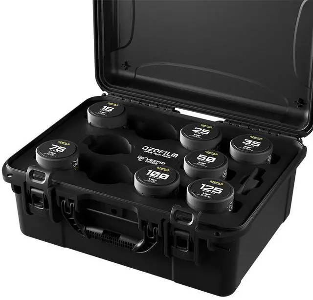 Main image of DZOFILM Vespid Prime Cinema 7-Lens Kit V2 with 25mm, 35mm, 50mm, 75mm, 100mm, 125mm T2.1, 16mm T2.8 Lens for PL & EF Mount
