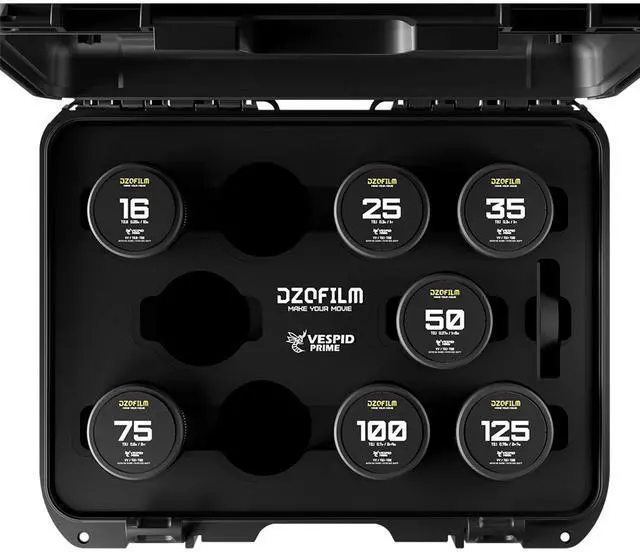 Alt view image 2 of 3 - DZOFILM Vespid Prime Cinema 7-Lens Kit V2 with 25mm, 35mm, 50mm, 75mm, 100mm, 125mm T2.1, 16mm T2.8 Lens for PL & EF Mount