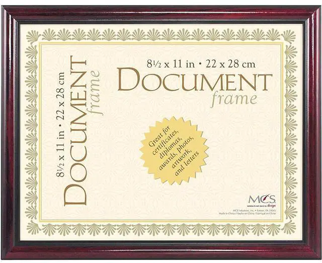 Main image of MCS Step Document Wall Frame for 8.5x11" Photograph, Elegant Mahogany