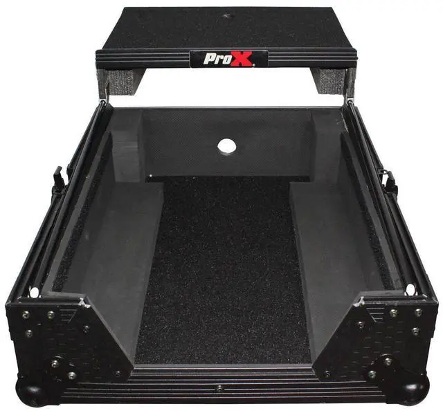Alt view image 2 of 8 - ProX XS-DJMS9 Flight Case with Sliding Laptop Shelf for Pioneer DJM-S9 Mixer, Black on Black