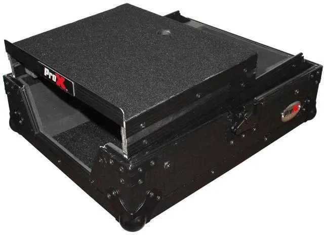 Alt view image 3 of 8 - ProX XS-DJMS9 Flight Case with Sliding Laptop Shelf for Pioneer DJM-S9 Mixer, Black on Black