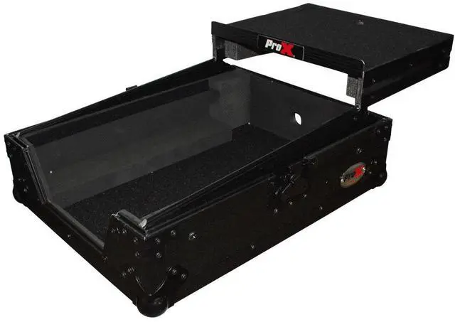 Alt view image 6 of 8 - ProX XS-DJMS9 Flight Case with Sliding Laptop Shelf for Pioneer DJM-S9 Mixer, Black on Black