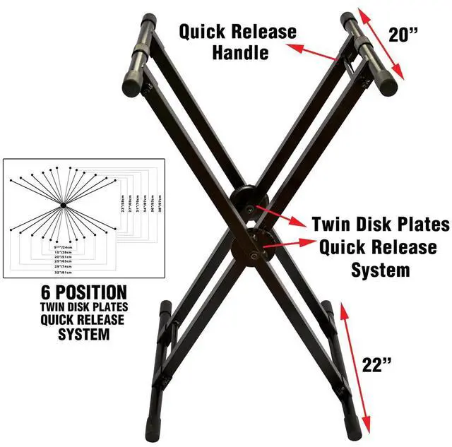 Alt view image 10 of 11 - ProX X-KSD200 DJ Case/Keyboard Stand Double X Style W/Ergo Easy Lock