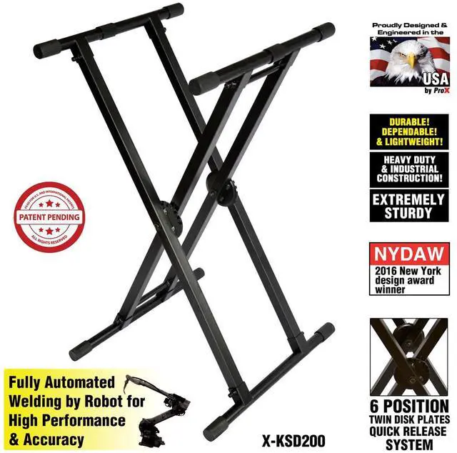 Alt view image 11 of 11 - ProX X-KSD200 DJ Case/Keyboard Stand Double X Style W/Ergo Easy Lock