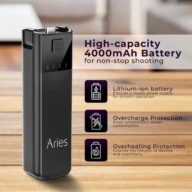 Alt view image 2 of 7 - Aries 4000mAh Power Bank for DJI Osmo Pocket 3 Gimbal Camera