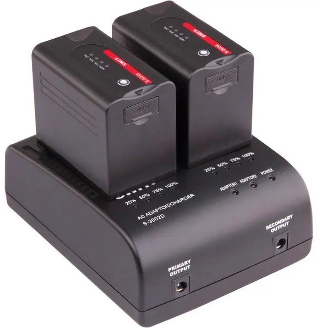 Alt view image 3 of 4 - SWIT Electronics S-3602D 2-Channel Charger/Adapter for S-8D58/S-8D62 and Panasonic D54/D28/VW-VBD58 Battery