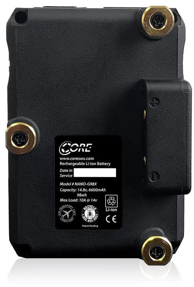 Alt view image 12 of 14 - Core SWX NANOX G98 Micro 98Wh Li-Ion Battery (Gold Mount)