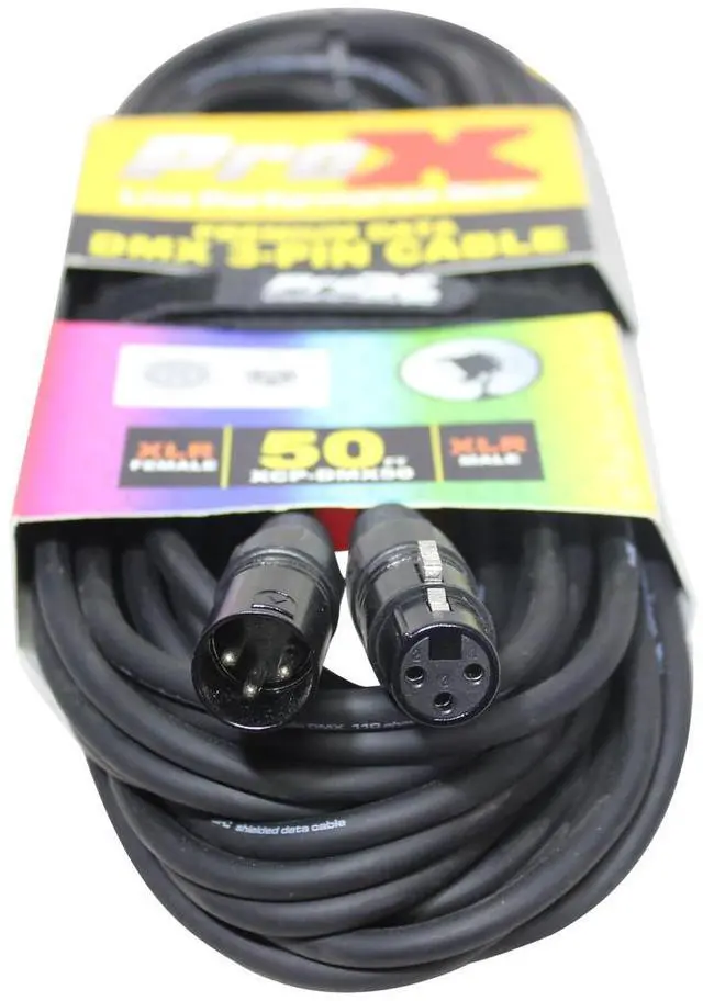 Alt view image 3 of 3 - ProX XCP-DMX50 50' 3-Pin DMX XLR3-M to XLR3-F Premium Data Cable