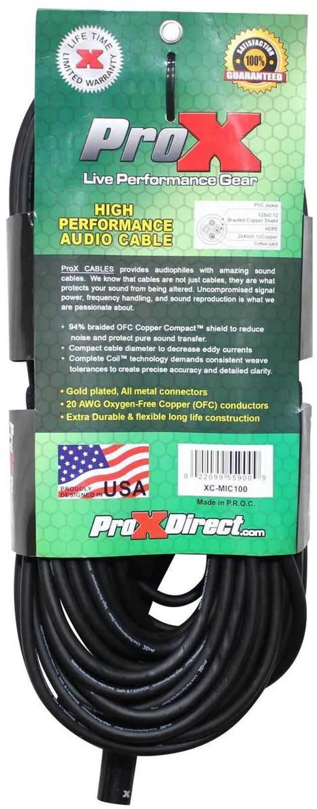 Alt view image 2 of 4 - ProX XC-MIC100 100' XLR-F to XLR-M Balanced High Performance Microphone Cable