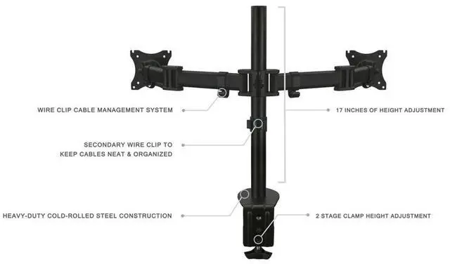 Alt view image 18 of 19 - Mount-It! MI-1752 Full Motion Dual Monitor Desk Mount