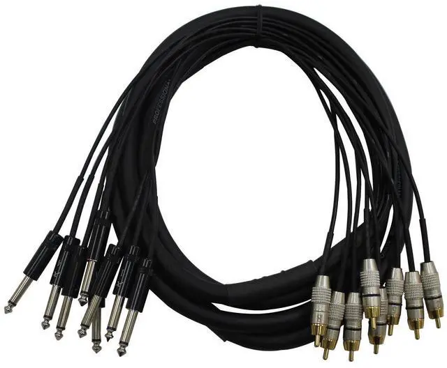 Main image of ProX XC-8PR10 10' 8-Channel 1/4" TS to RCA Male Unbalanced Snake