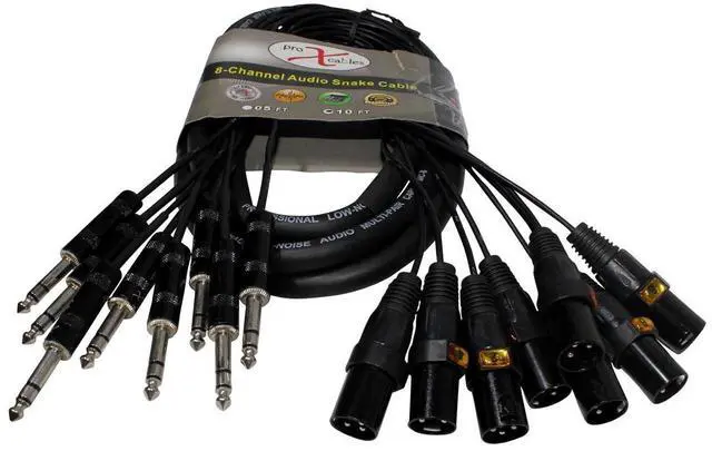 Alt view image 2 of 4 - ProX XC-8SXM10 10' 8-Channel XLR3M to 1/4" TRS Balanced Snake Cord