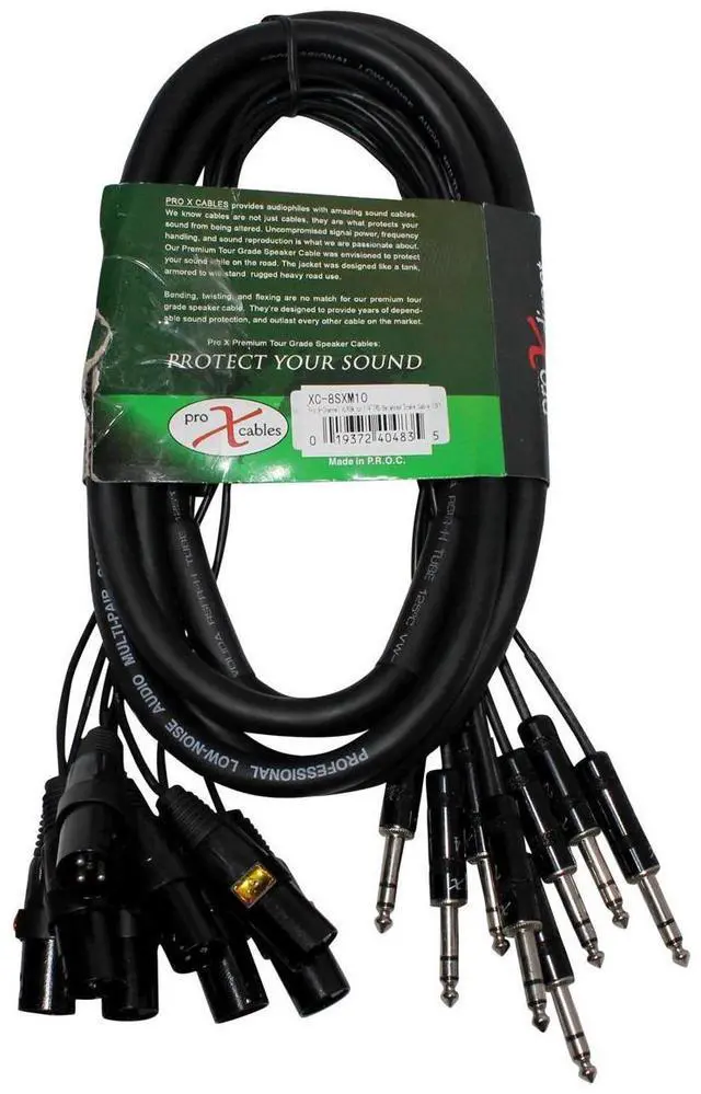 Alt view image 3 of 4 - ProX XC-8SXM10 10' 8-Channel XLR3M to 1/4" TRS Balanced Snake Cord