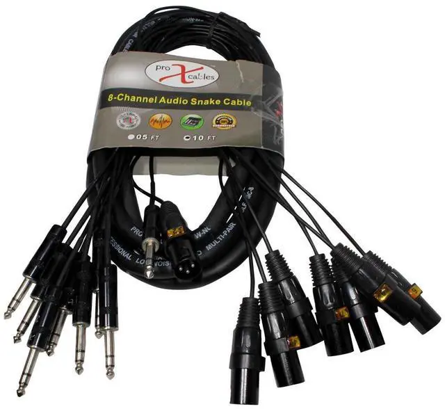 Alt view image 4 of 4 - ProX XC-8SXM10 10' 8-Channel XLR3M to 1/4" TRS Balanced Snake Cord