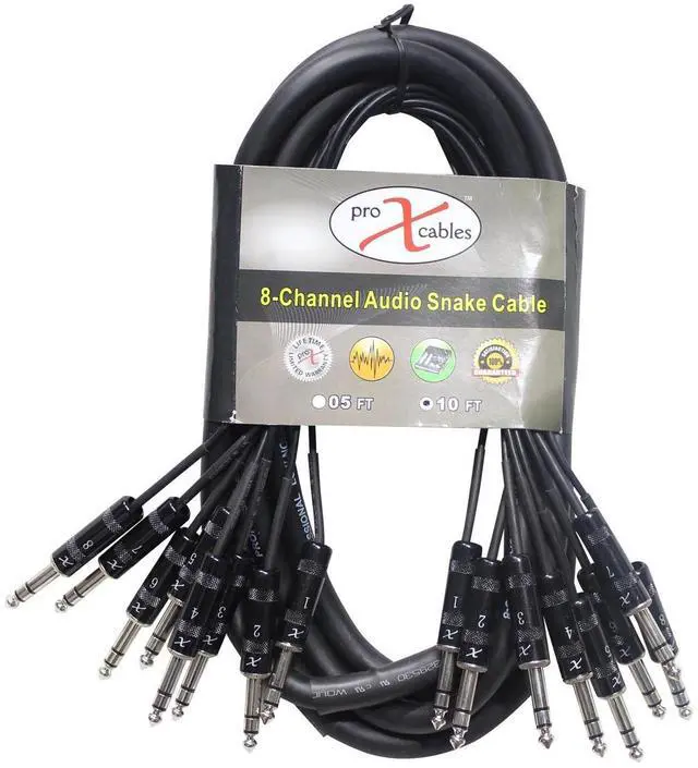 Main image of ProX XC-8TRS10 10' 8-Channel TRS-M to TRS-M Balanced Audio Snake Cable