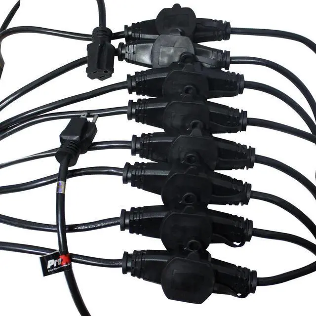 Alt view image 3 of 4 - ProX XC-MEP14-529 52' 125V Male to 9 Socket 125V Female Power Cord 9 Outlet 14/3 Extension Cord, Black