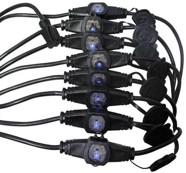 Alt view image 2 of 4 - ProX XC-MEP14-529 52' 125V Male to 9 Socket 125V Female Power Cord 9 Outlet 14/3 Extension Cord, Black