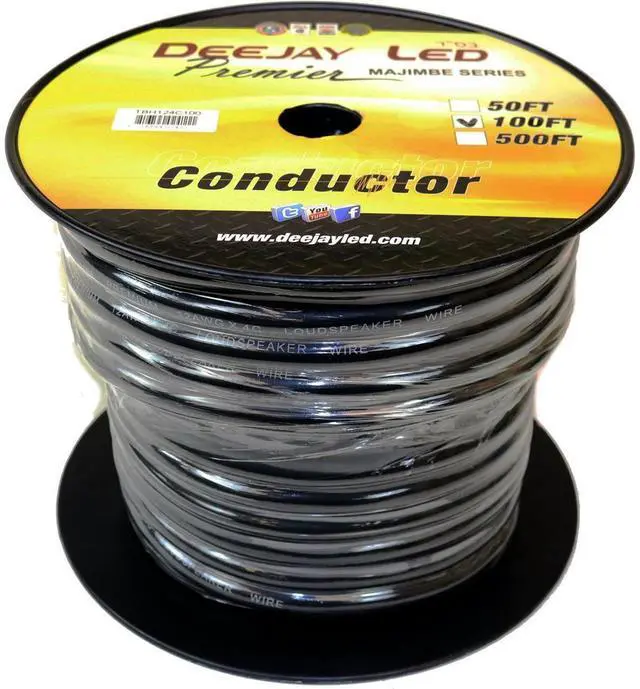 Alt view image 6 of 6 - Deejay LED TBH124C100 100 ft. of Four Conductor 12 Gauge Cable in Black Flexible Casing