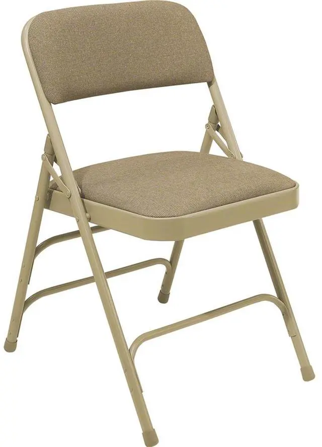 Alt view image 2 of 2 - National Public Seating 2300 Series Steel Frame Upholstered Premium Fabric Seat and Back Folding Chair with Triple Brace, 480 lbs Capacity, Cafe Beige/Beige (Carton of 4)
