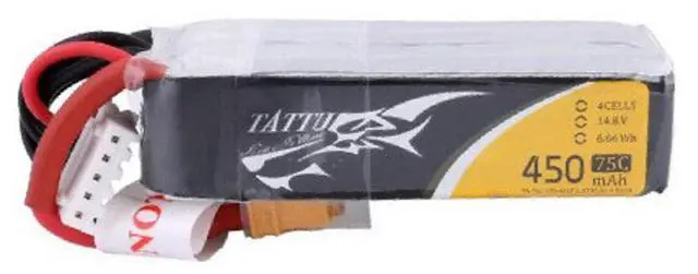 Main image of Tattu 14.8V 450mAh 75C 4S1P Li-Po Battery Pack with XT30 Plug for H Frame Quadcopter