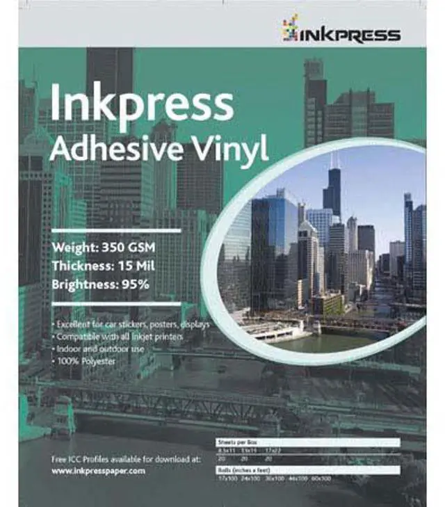 Alt view image 2 of 2 - Inkpress INKPRESS MEDIA #AV2460 350GSM, 13Mil, 95 - Percent Bright