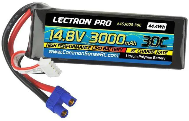 Alt view image 3 of 3 - lectron pro 14.8v 3000mah 30c lipo battery with ec3 connector for highperformance 3d planes, edf jets, quadcopters
