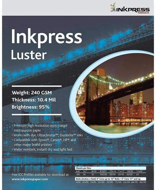 Alt view image 3 of 3 - Inkpress Photo Chrome RC Luster Paper (4x6, 100 Sheets)
