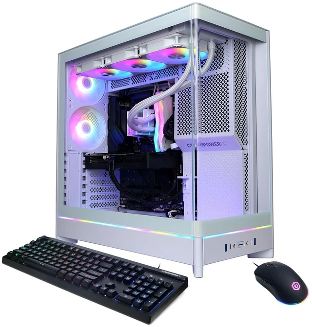Main image of CyberPowerPC Gamer Supreme Liquid Cooled Gaming Desktop Computer, AMD Ryzen 9 9950X3D 4.3GHz, 64GB RAM, 4TB SSD, NVIDIA GeForce RTX 5070 Ti 16GB, Windows 11 Home, White