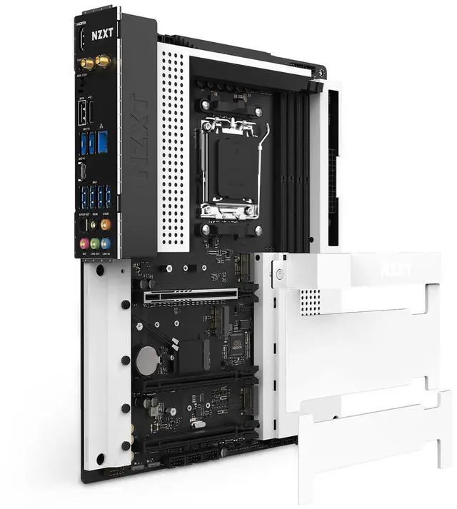 Alt view image 10 of 11 - NZXT N7 B650E - N7-B65XT-W1 - AMD B650 chipset (Supports AMD 7000 Series CPUs) - ATX Gaming Motherboard - Integrated Rear I/O Shield - WiFi 6 connectivity - White