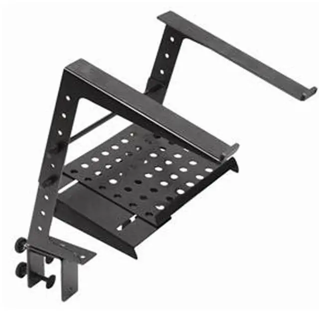 Alt view image 3 of 3 - ProX T-ULPS200 Universal Portable Desktop Laptop Stand with 2nd Tier Shelf and Mounting Clamps for DJ Cases