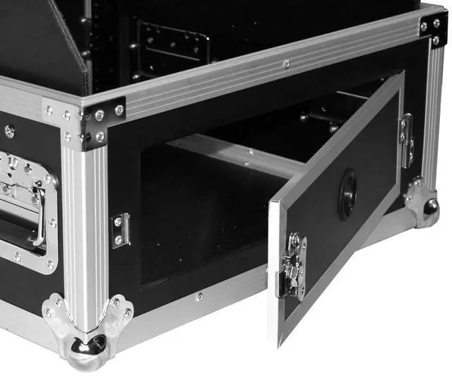 Alt view image 6 of 9 - ProX Cases T-6MRLT 6 Space 10U Top Load Slant DJ Mixer Flight Road Gig Ready Combo Rack w/Gliding Laptop Shelf