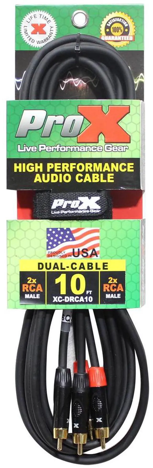 Alt view image 3 of 6 - ProX Dual RCA to Dual RCA Cable, 10', Gold Plated