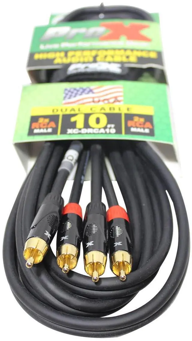 Alt view image 5 of 6 - ProX Dual RCA to Dual RCA Cable, 10', Gold Plated