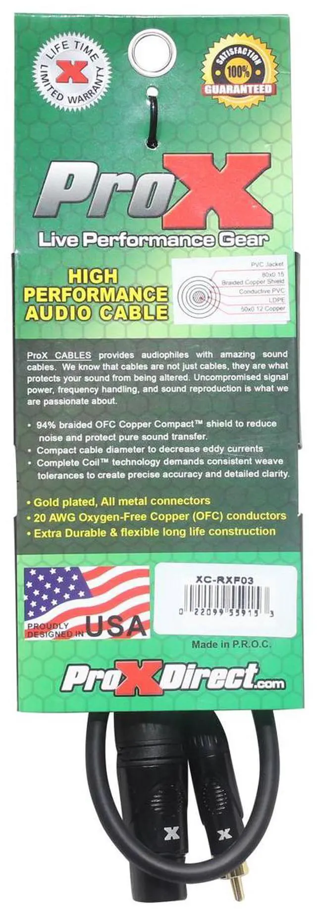 Alt view image 2 of 7 - ProX XC-RXF03 3' RCA-M to XLR3-F Unbalanced High Performance Audio Cable